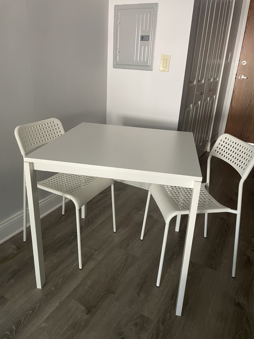 Ikea White Dining Table with 2 Chairs
