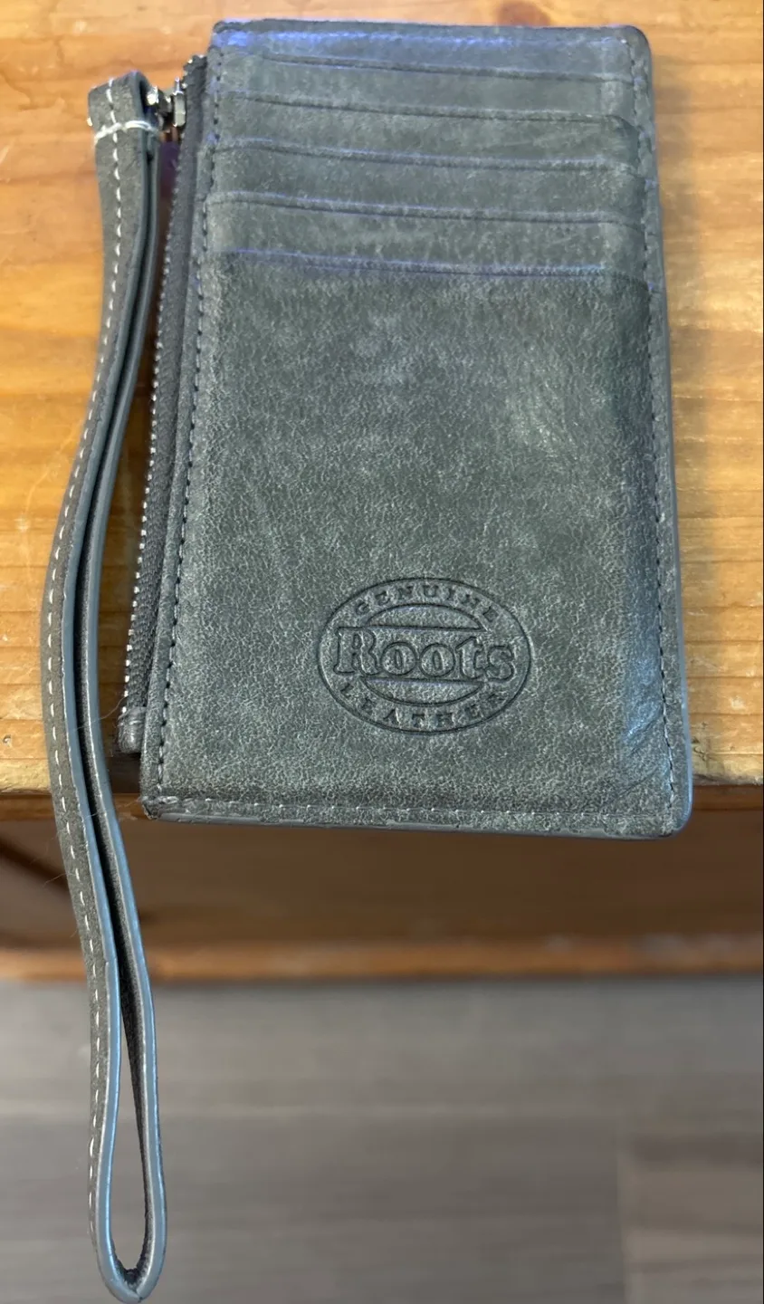Roots Leather Card Holder Wallet - Grey thumbnail