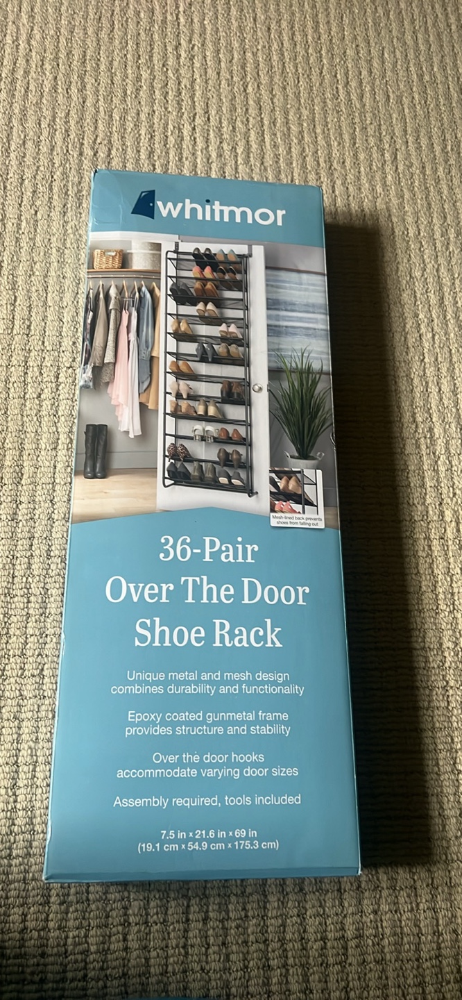Whitmor 36-Pair Over The Door Shoe Rack - New in Box!