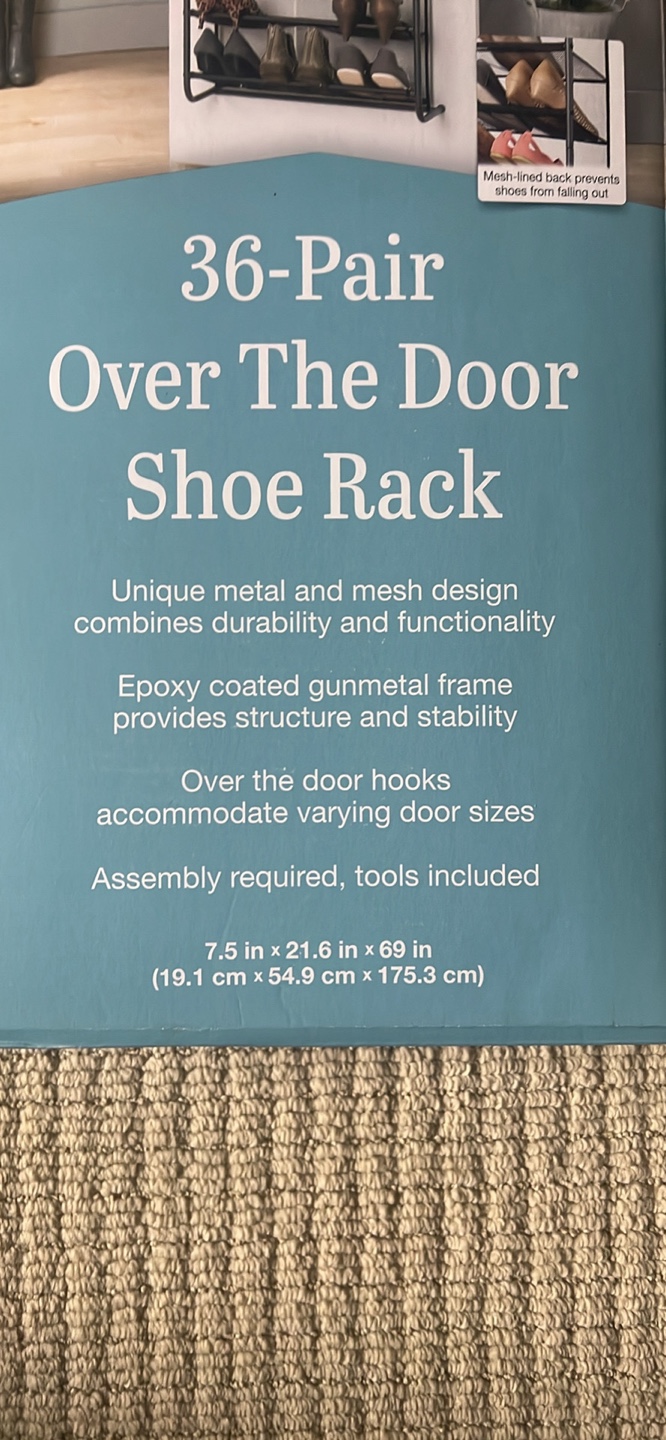 Whitmor 36-Pair Over The Door Shoe Rack - New in Box! - photo 2