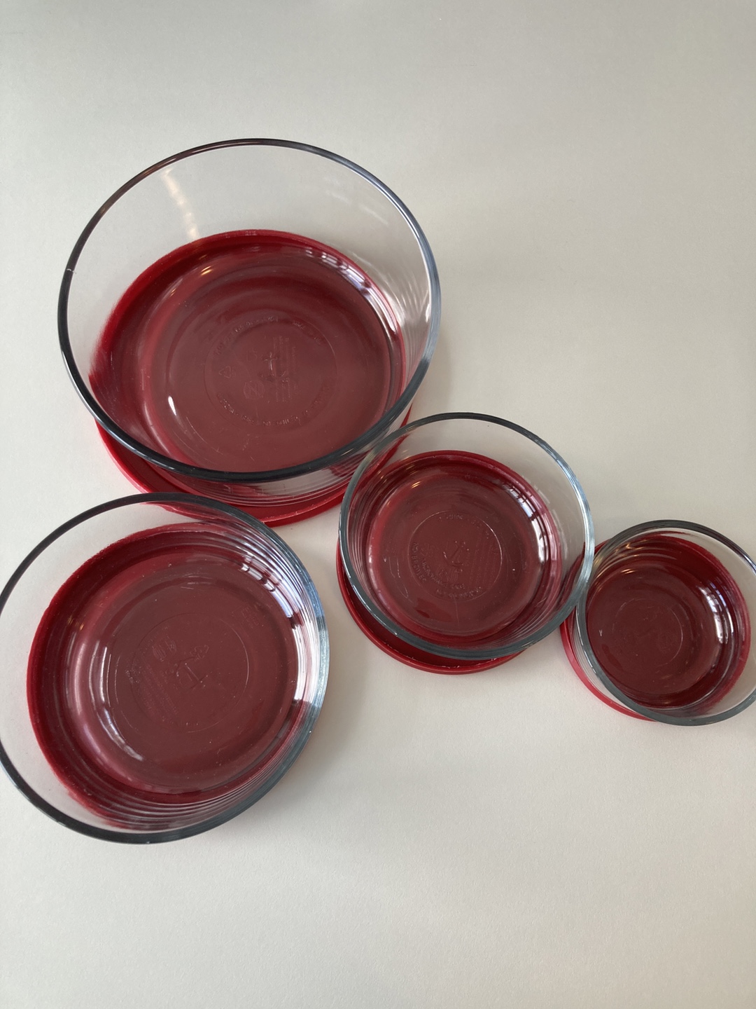Anchor Glass Bowl Set with Red Lids (4 Bowls) - photo 2