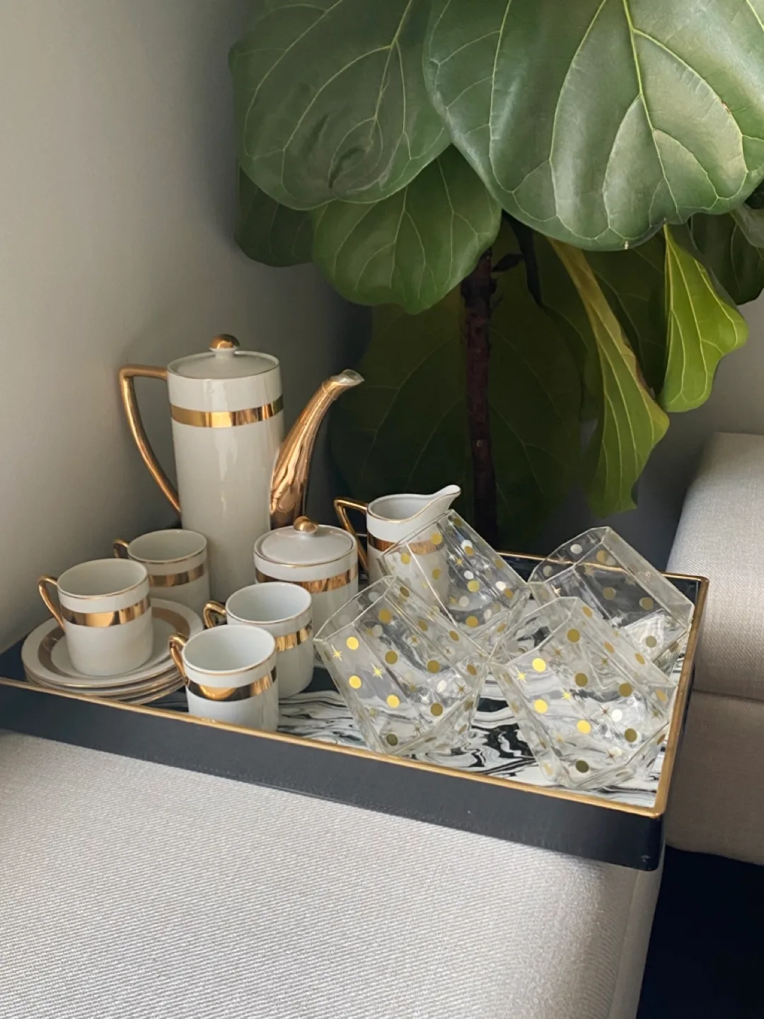 Vintage Japanese Tea Set with Gold Accents thumbnail