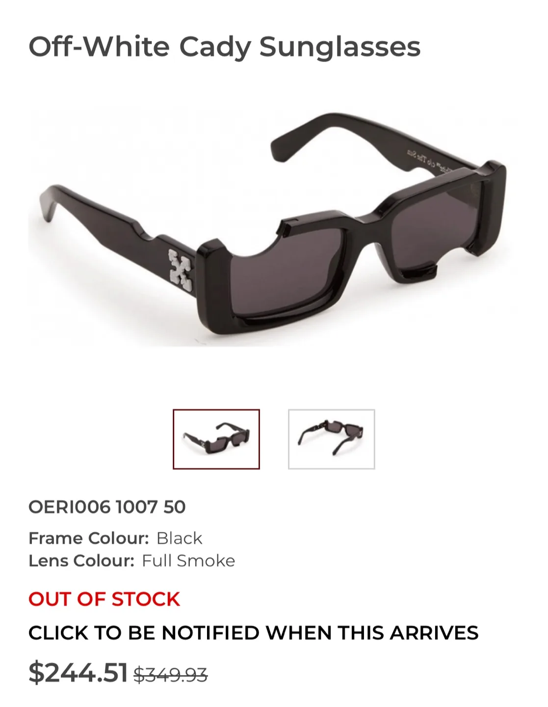 Off-White Cady Sunglasses Black thumbnail