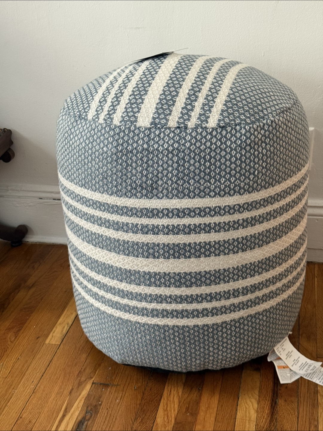 Threshold Blue & White Striped Pouf Ottoman