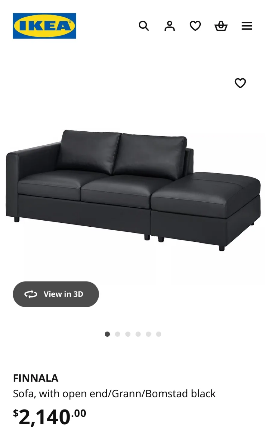 IKEA FINNALA Brown Leather Sofa (CAN DELIVER) image indicator(3)