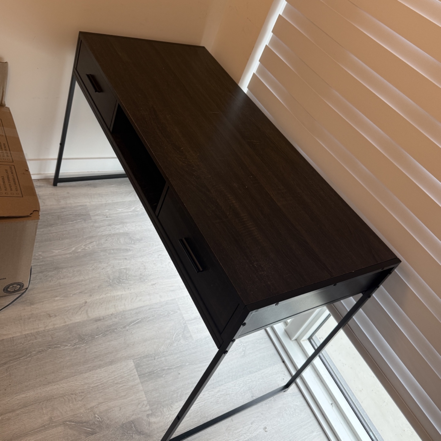 Dark Wood Desk with Black Metal Frame - photo 4