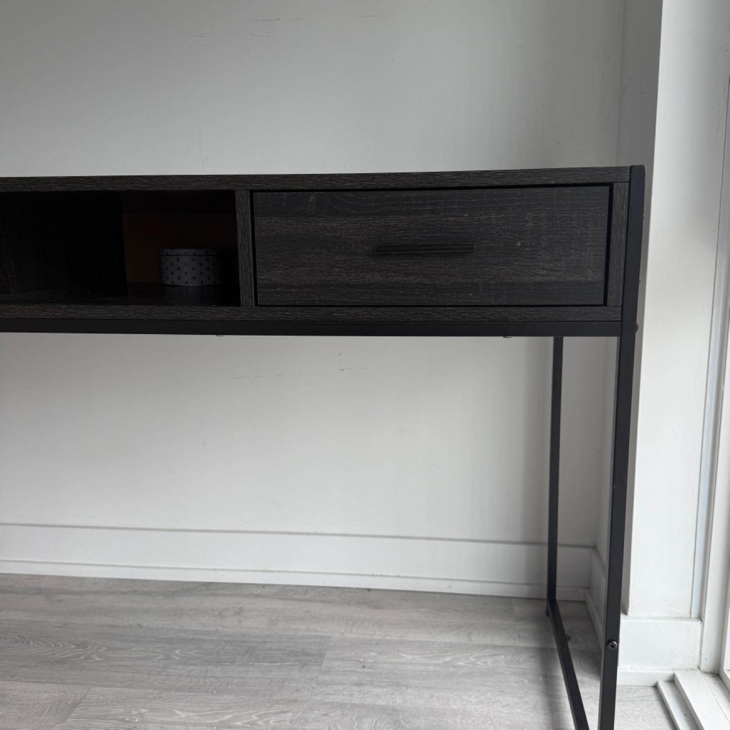 Dark Wood Desk with Black Metal Frame - photo 3