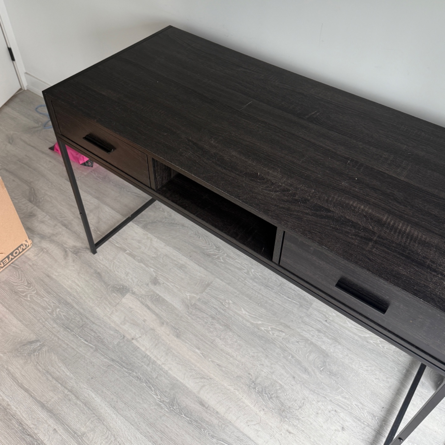 Dark Wood Desk with Black Metal Frame - photo 2