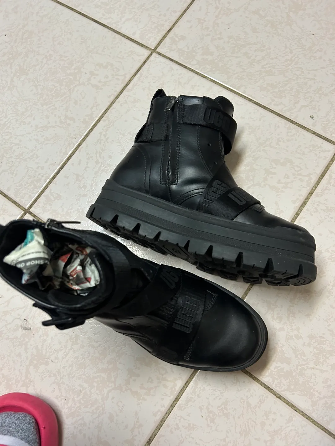 UGG Black Leather Platform Boots thumbnail