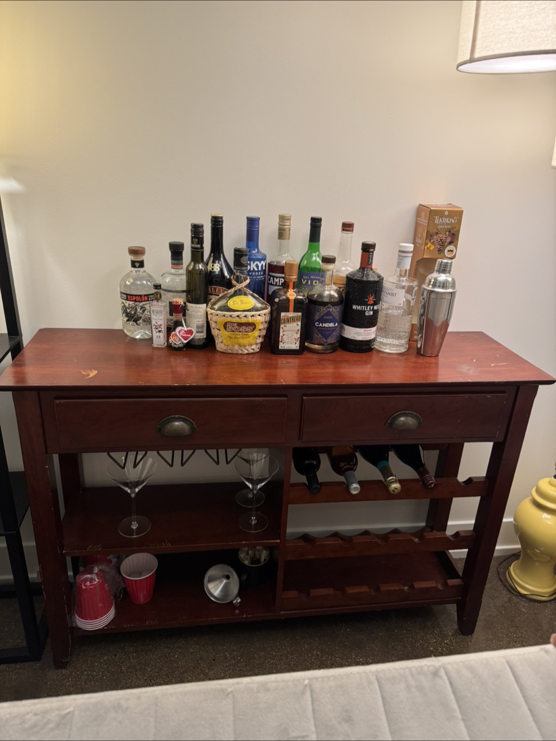 Vintage Bar Cabinet with Wine Rack