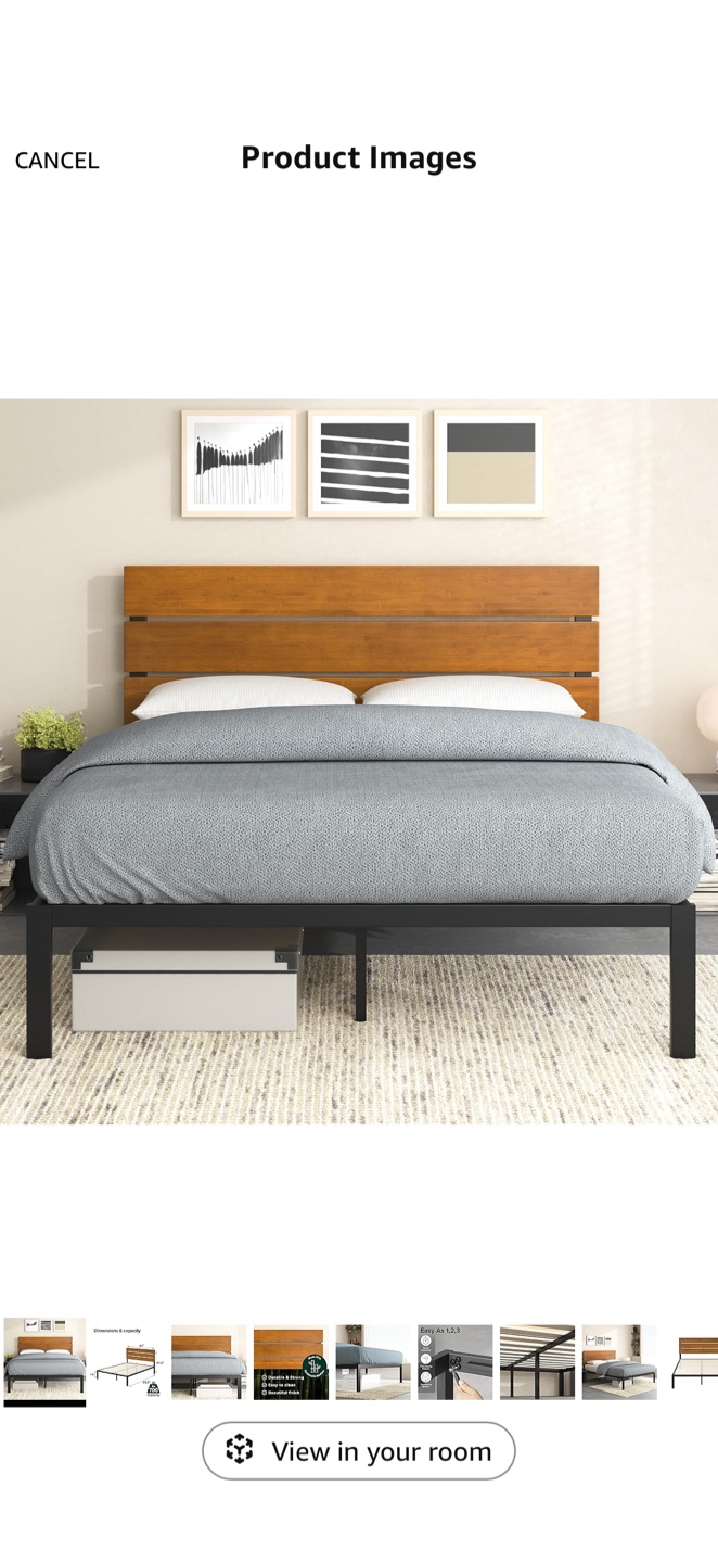 Queen Size Bed Frame with Headboard Zinus Sonoma