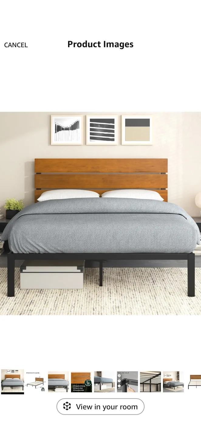 Queen Size Bed Frame with Headboard Zinus Sonoma thumbnail