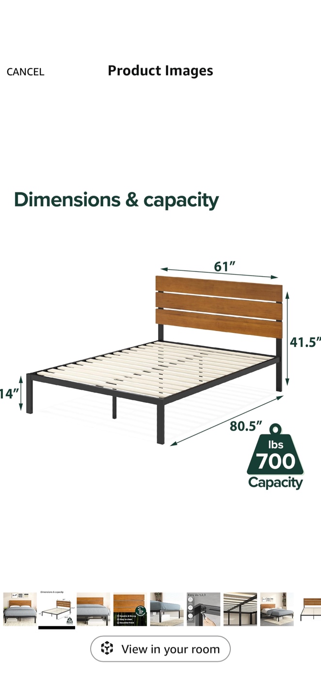 Queen Size Bed Frame with Headboard Zinus Sonoma - photo 2
