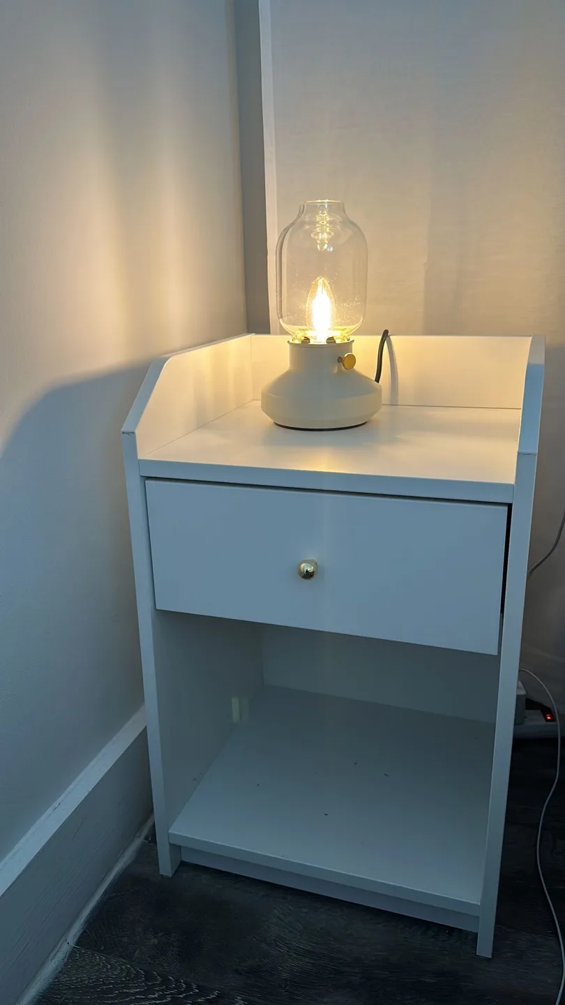 2 White Nightstand with Drawer and night lamps thumbnail