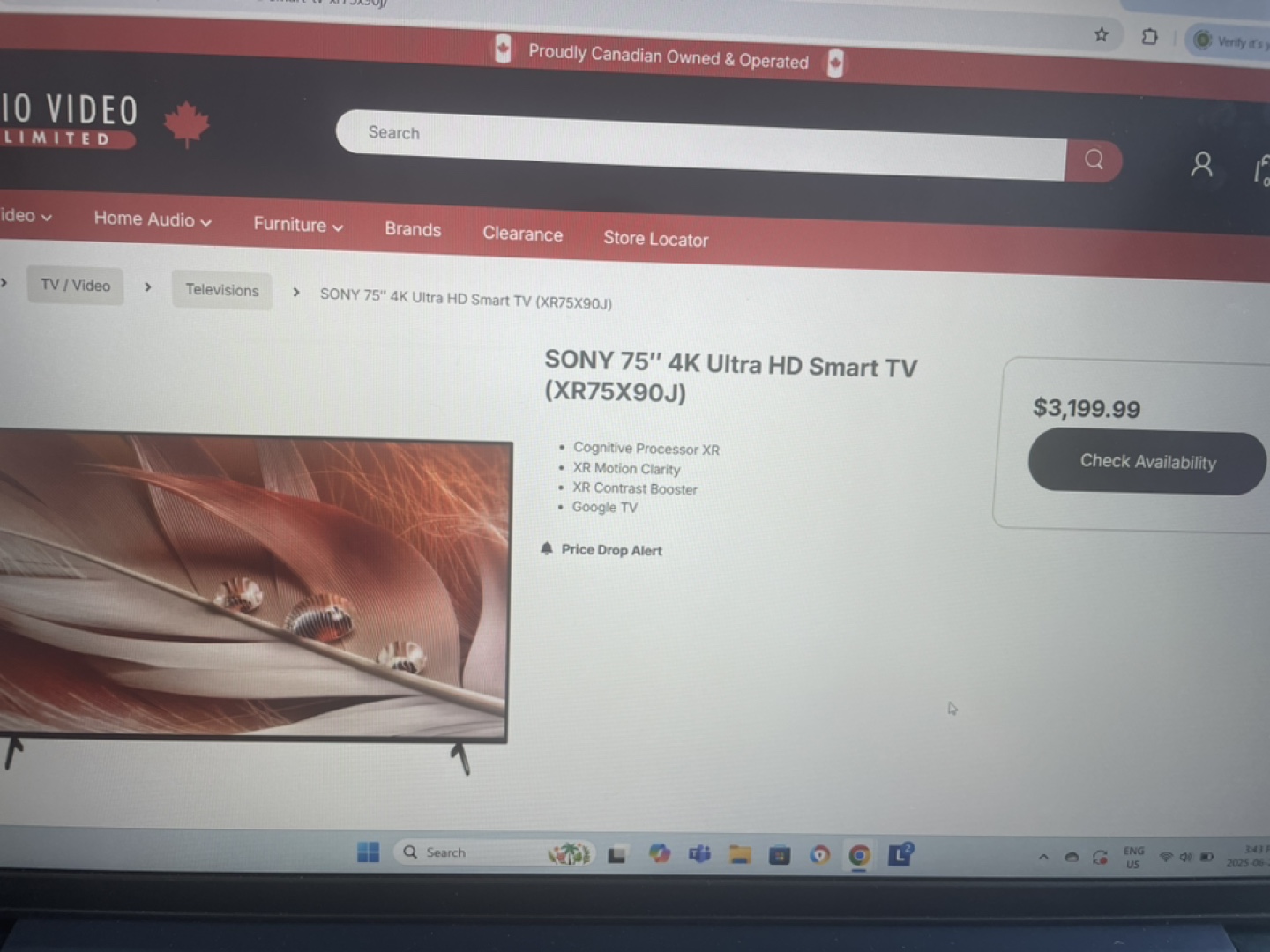 Sony 75" 4K Ultra HD Smart TV (XR75X90J)