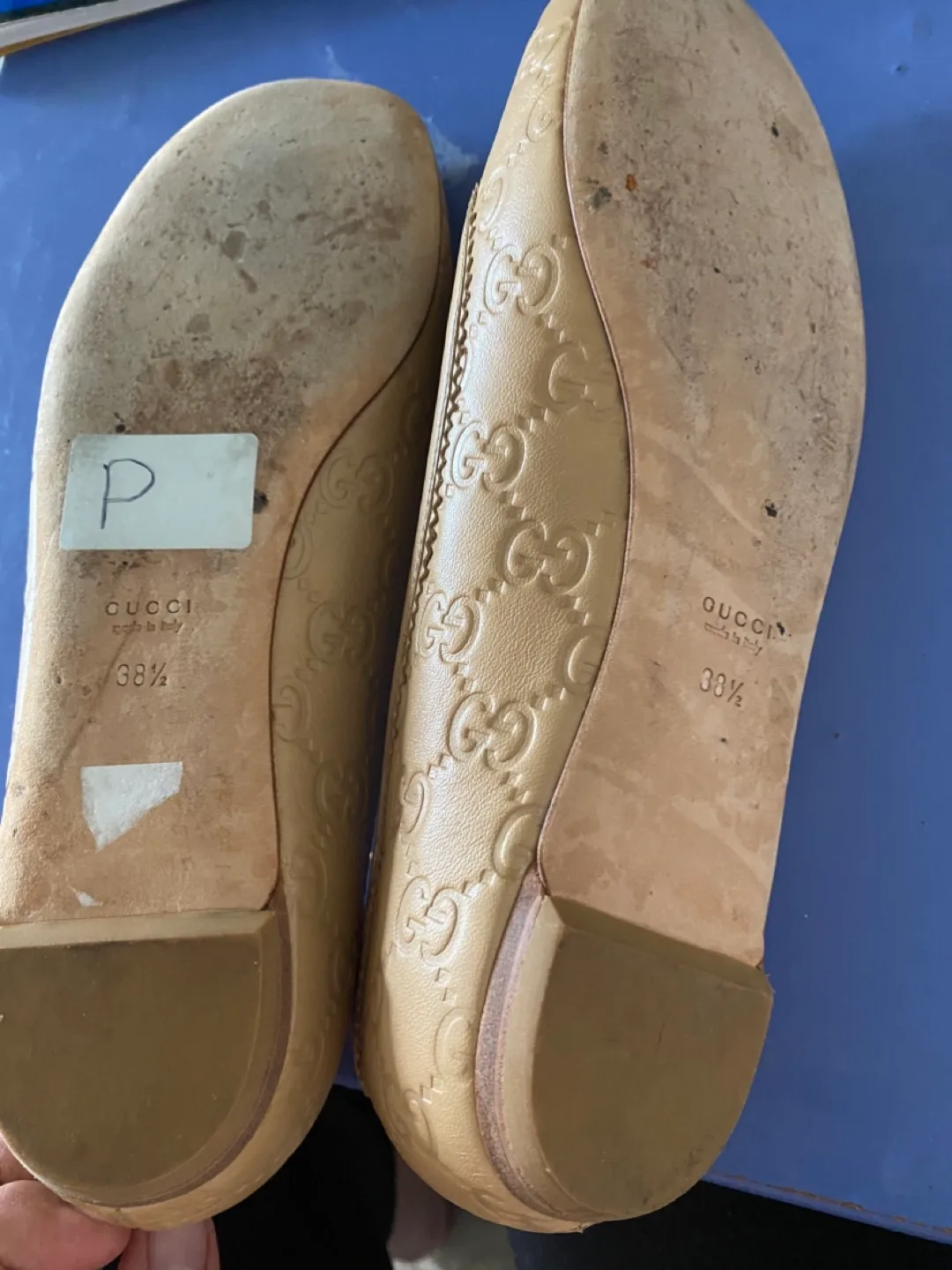 Gucci Beige Leather Ballet Flats - Size 38.5 image indicator(5)