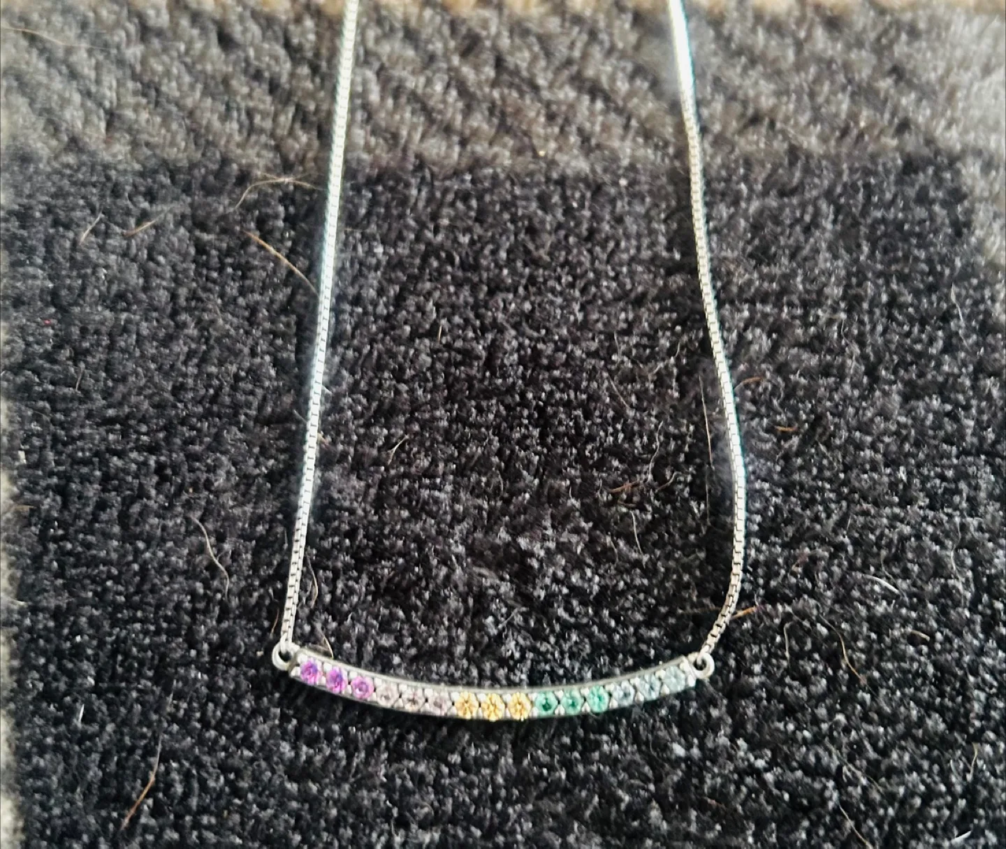 Pandora Rainbow Gemstone Bar Necklace thumbnail