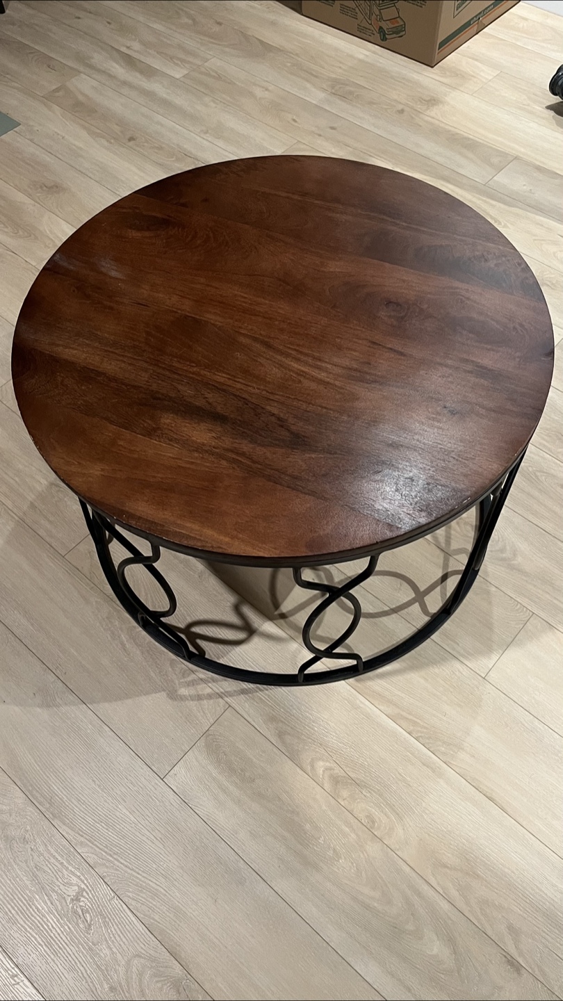 Round Wood Coffee Table - Handcrafted in India