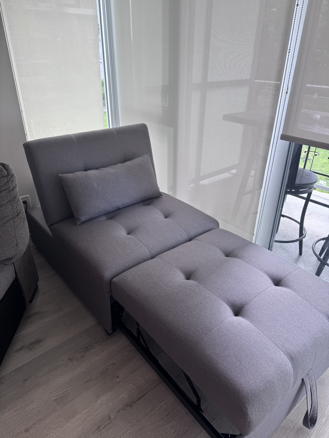 Grey Convertible Sleeper Chair Bed - photo 2