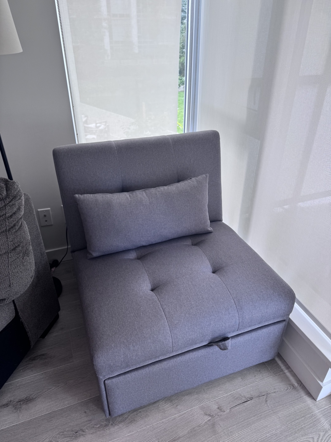 Grey Convertible Sleeper Chair Bed - photo 3