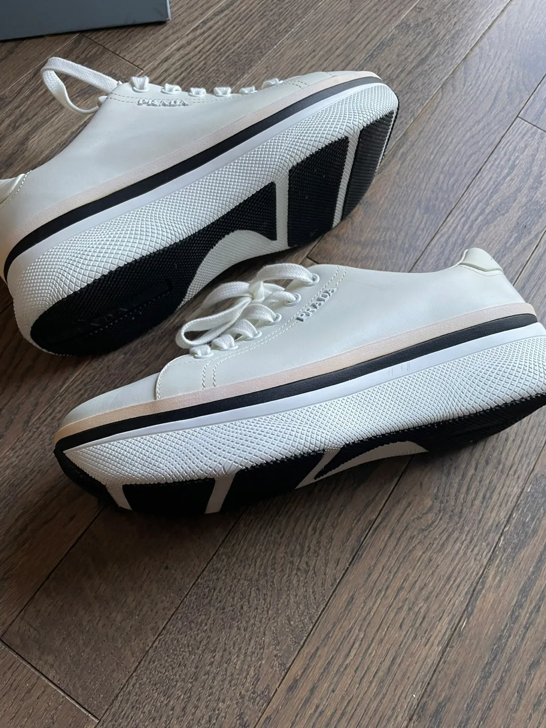 Women’s Prada Vitello Soft White Leather Sneakers image indicator(4)