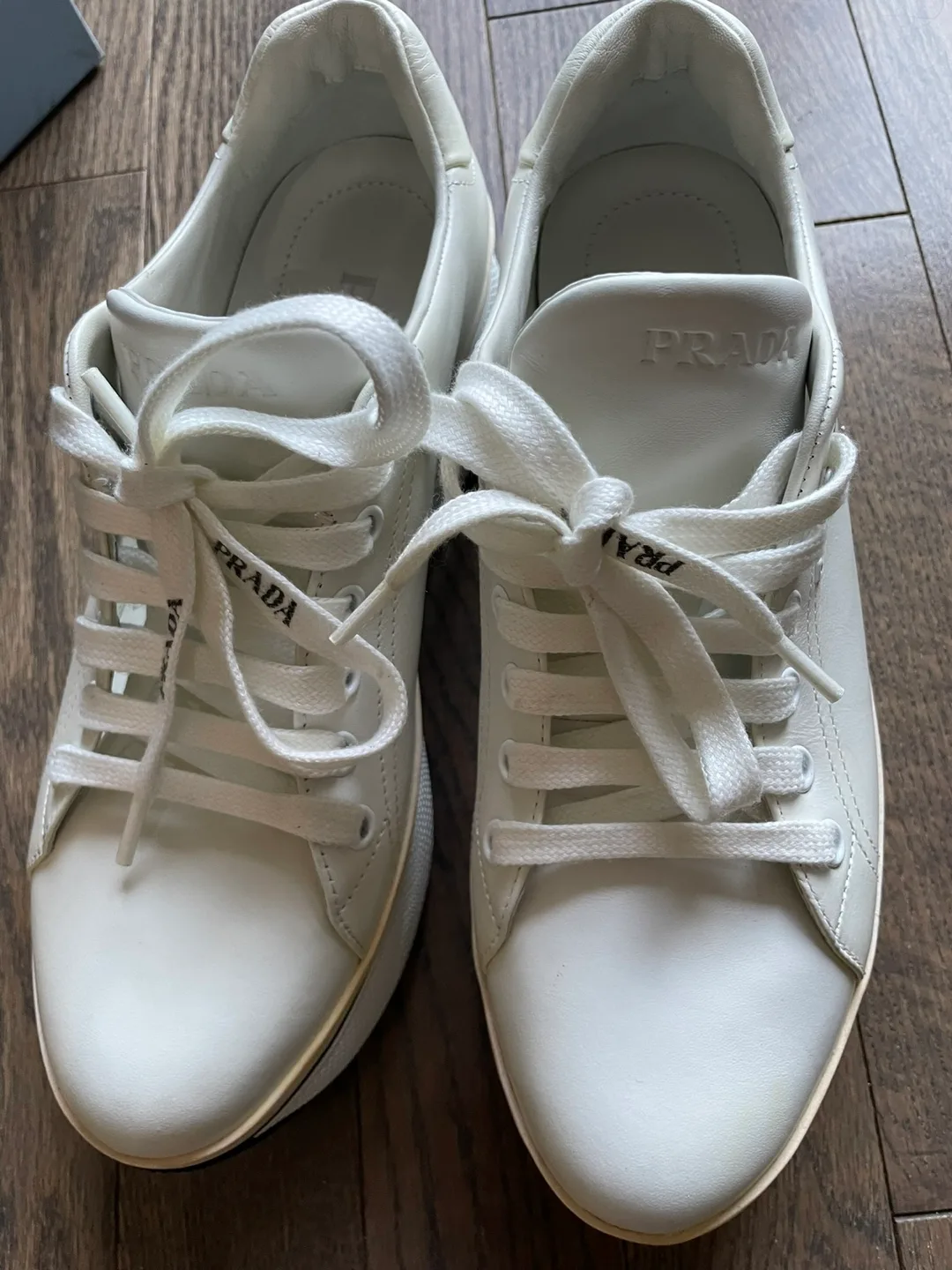 Women’s Prada Vitello Soft White Leather Sneakers image indicator(7)
