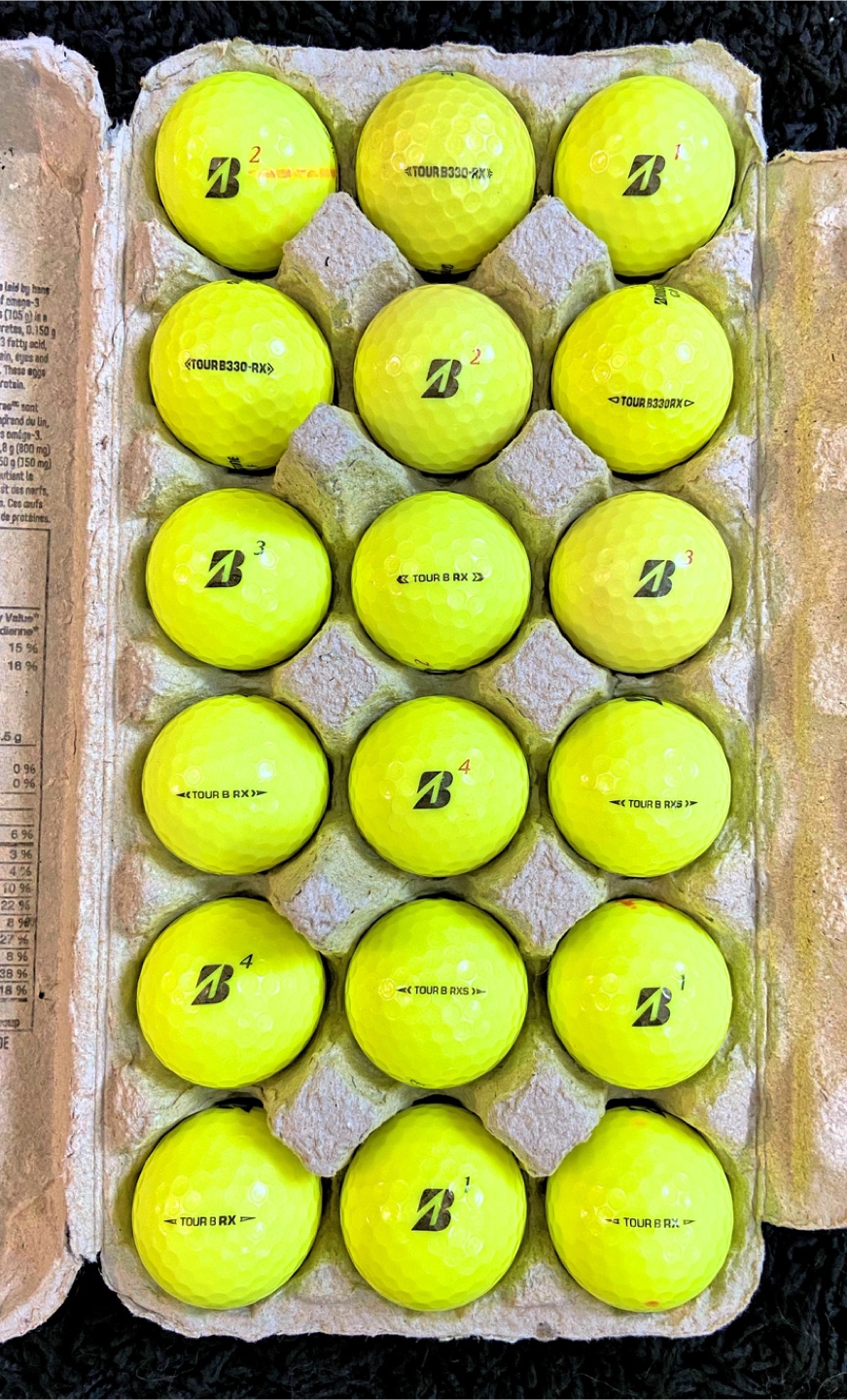 18 Bridgestone Tour B-RX / RXS Yellow Golf Balls - photo 2