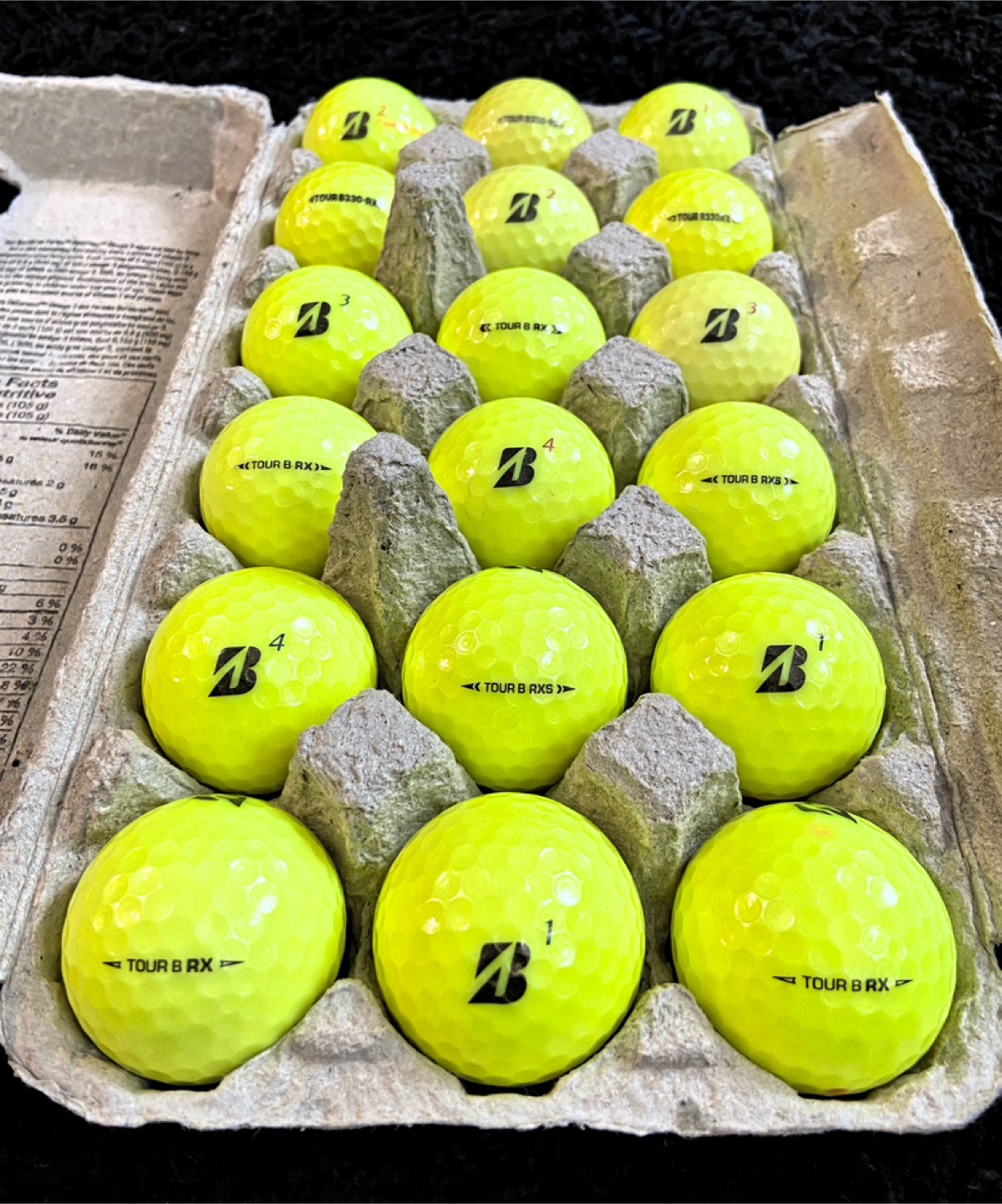 18 Bridgestone Tour B-RX / RXS Yellow Golf Balls