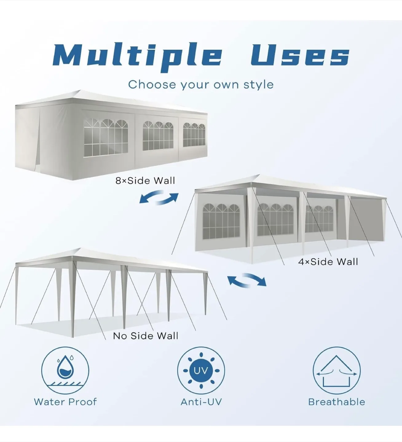 30ft x 10ft White Party Tent image indicator(5)