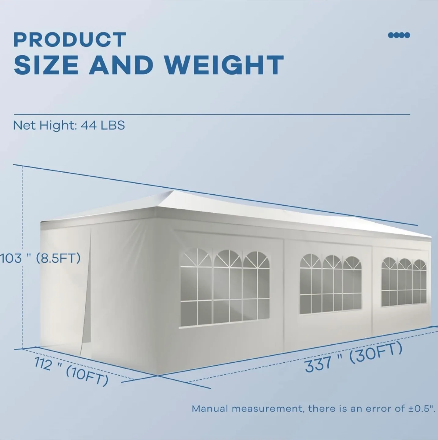 30ft x 10ft White Party Tent image indicator(3)