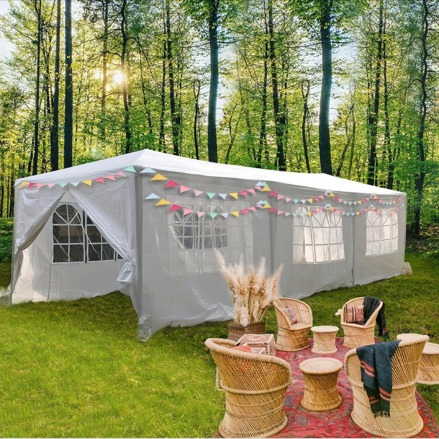 30ft x 10ft White Party Tent image indicator(2)