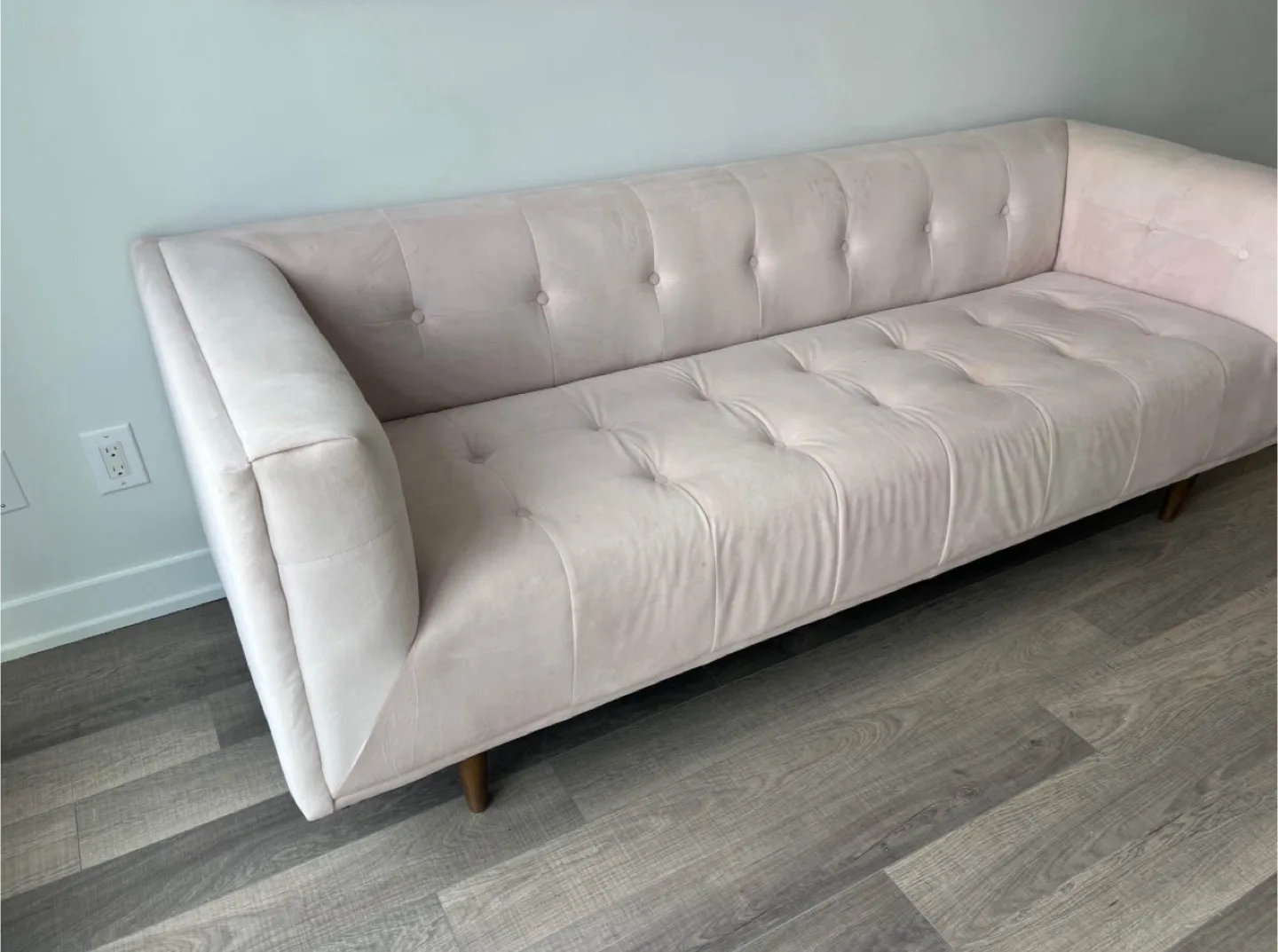 Structube Pink Velvet Tufted Sofa (Delivery Available) image indicator(4)