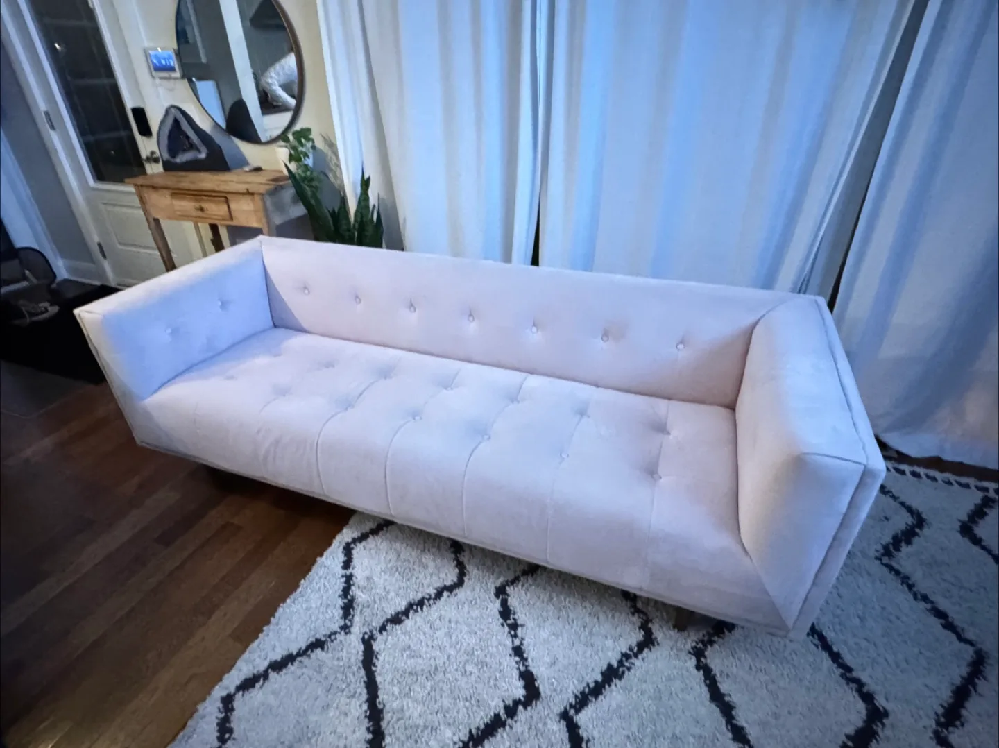 Structube Pink Velvet Tufted Sofa (Delivery Available) image indicator(2)