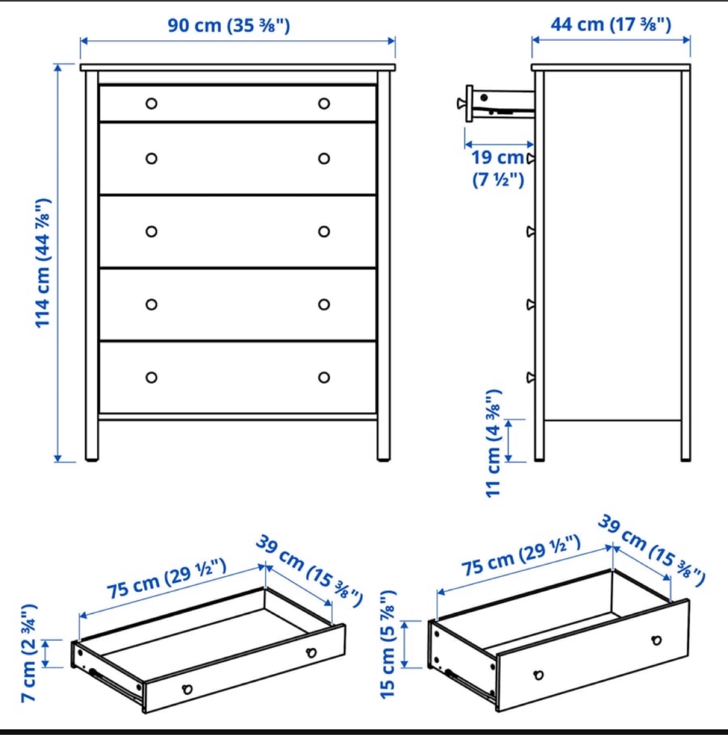 IKEA Koppang White 5-Drawer Chest - photo 3