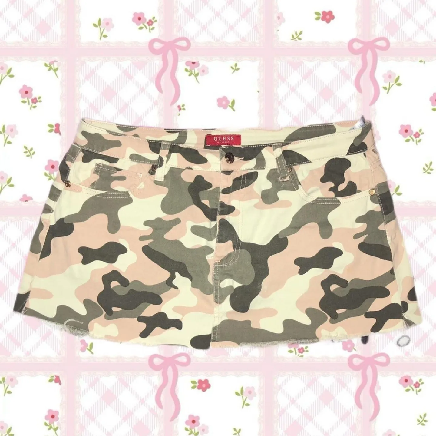 y2k guess camo cargo mini skirt thumbnail