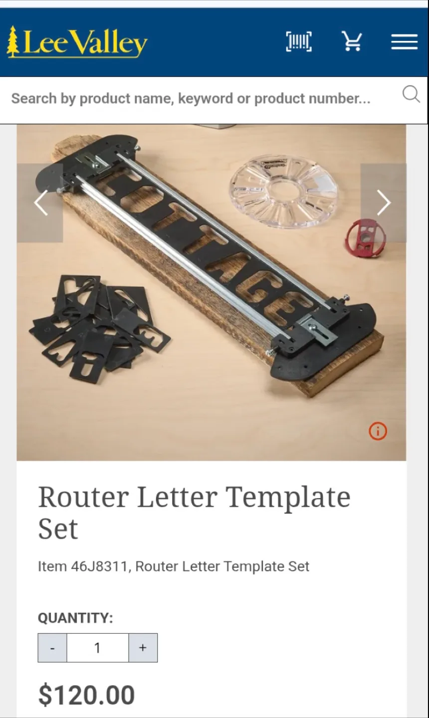 Lee Valley Router Letter Template Set thumbnail