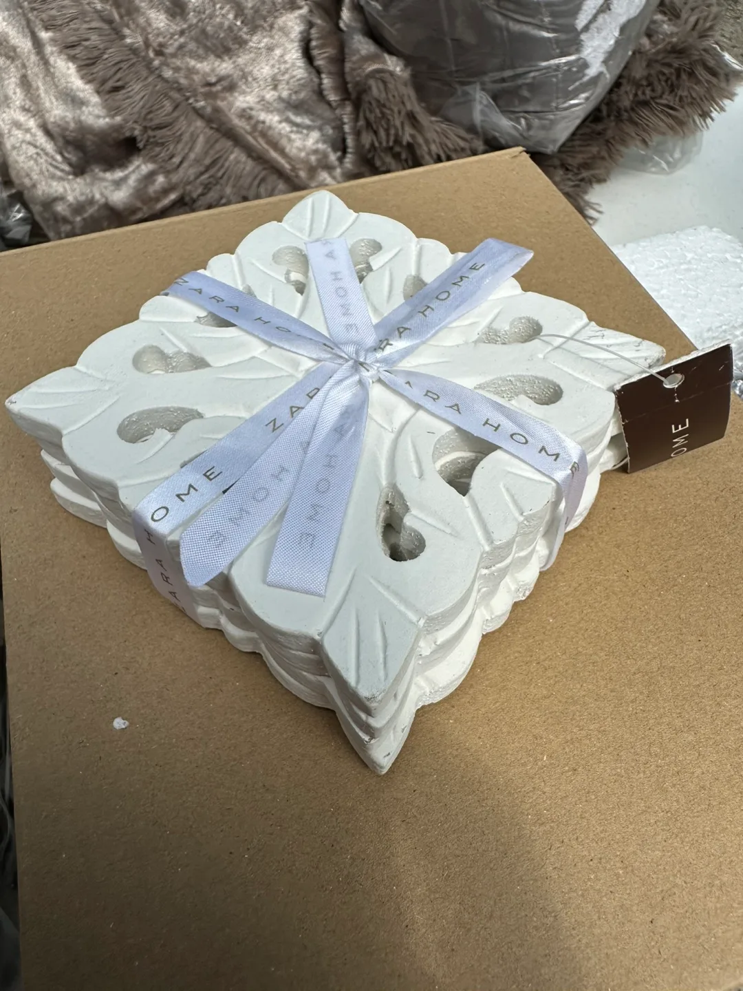 Zara Home White Coasters - New thumbnail