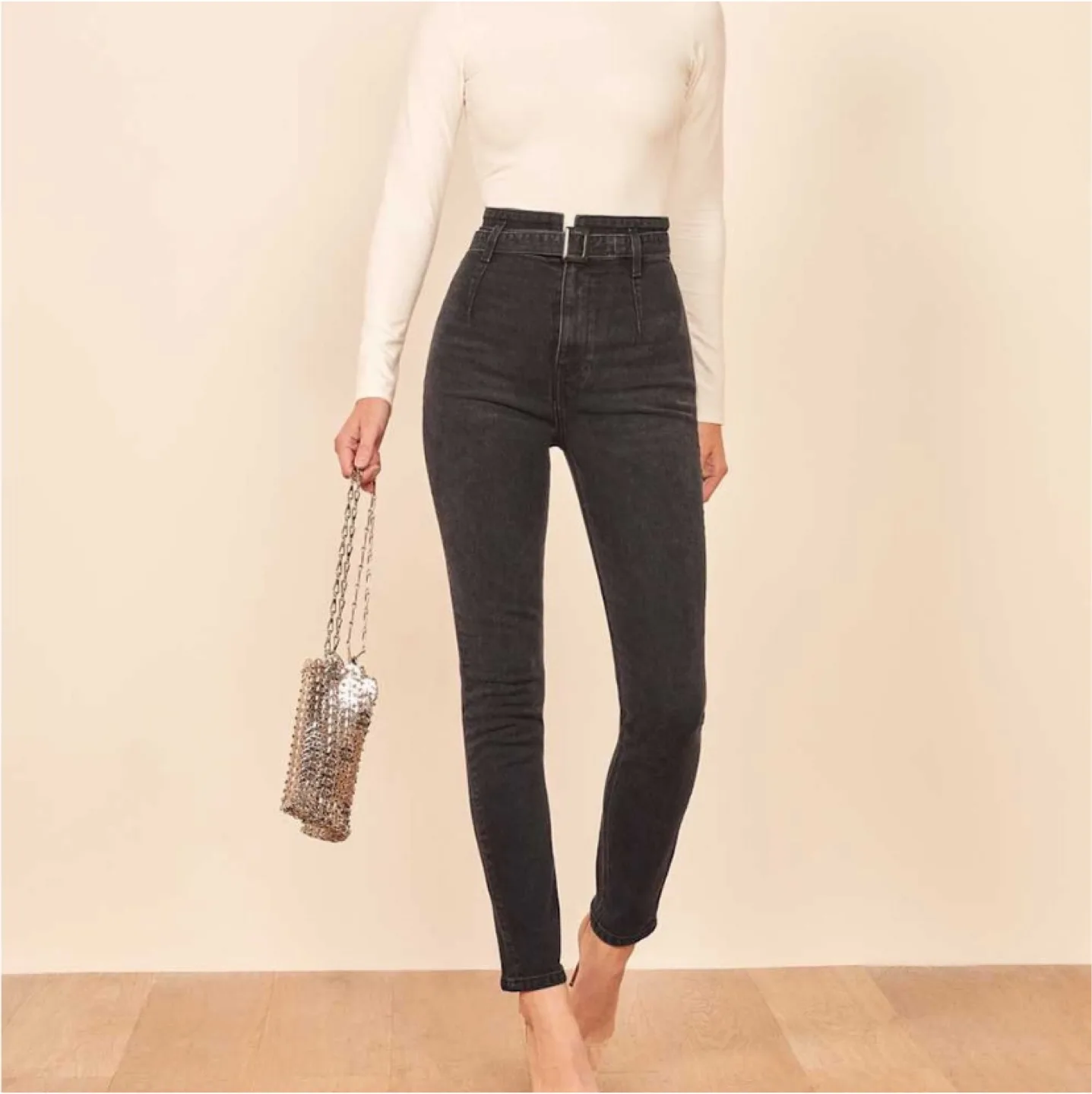 Reformation Kayo High and Skinny Black Jeans Size 27 image indicator(2)