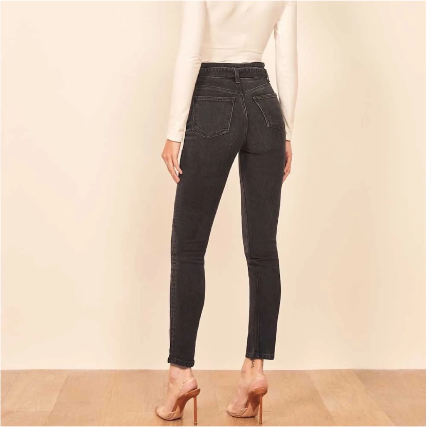 Reformation Kayo High and Skinny Black Jeans Size 27 image indicator(3)
