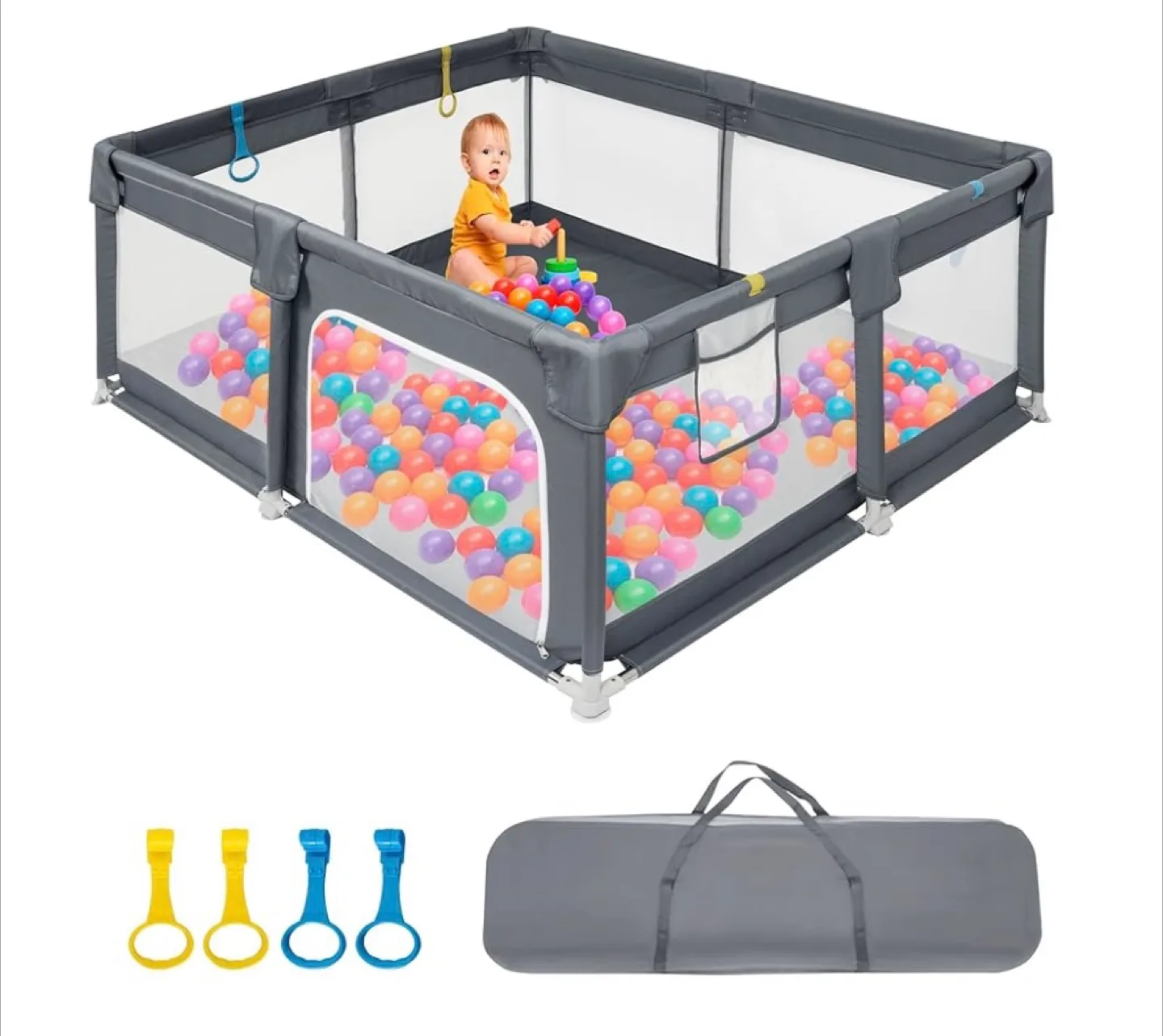 Grey Baby Playpen, 59" x 59" thumbnail