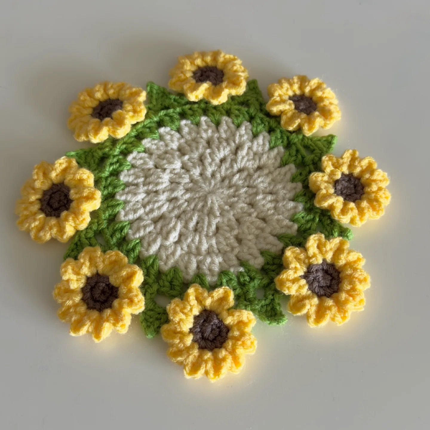 Handmade Crochet Sunflower Coaster Set image indicator(4)
