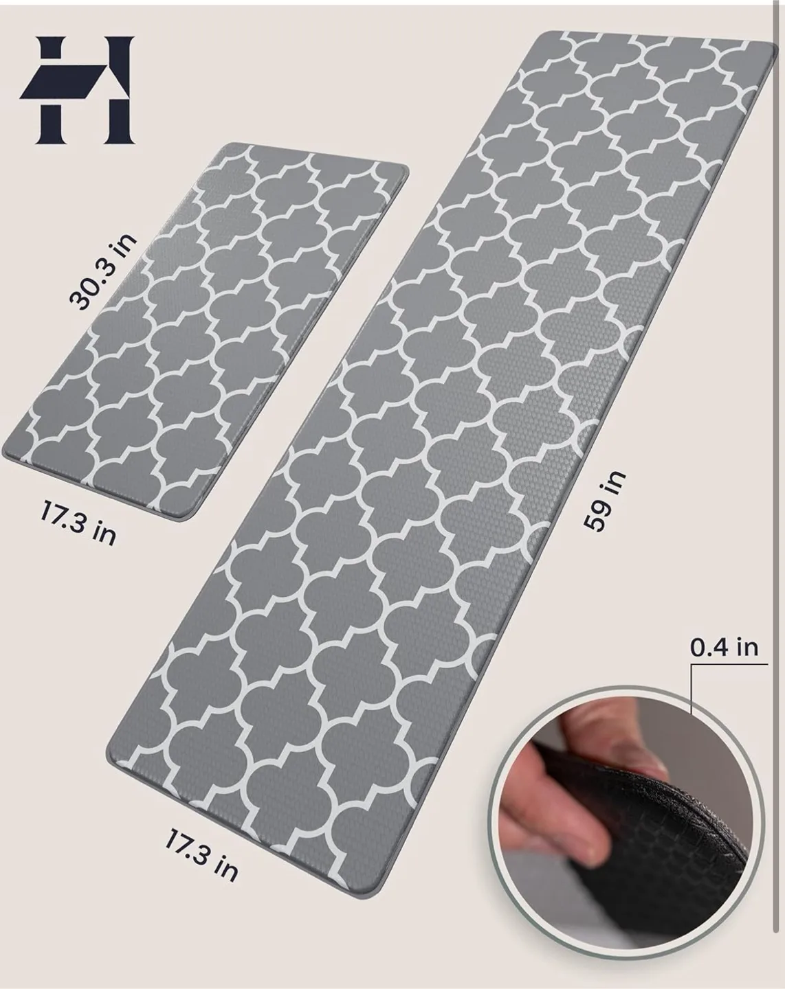 Anti-Fatigue Kitchen Mat Set - Grey & White thumbnail