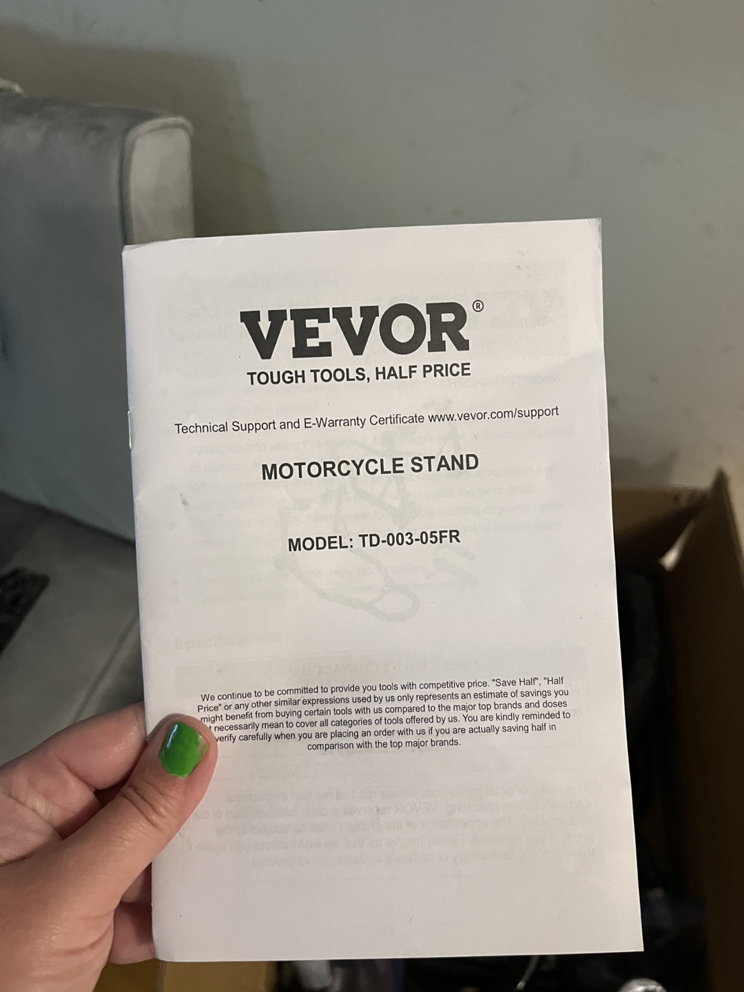Vevor Motorcycle Stand - Model TD-003-05FR - photo 2