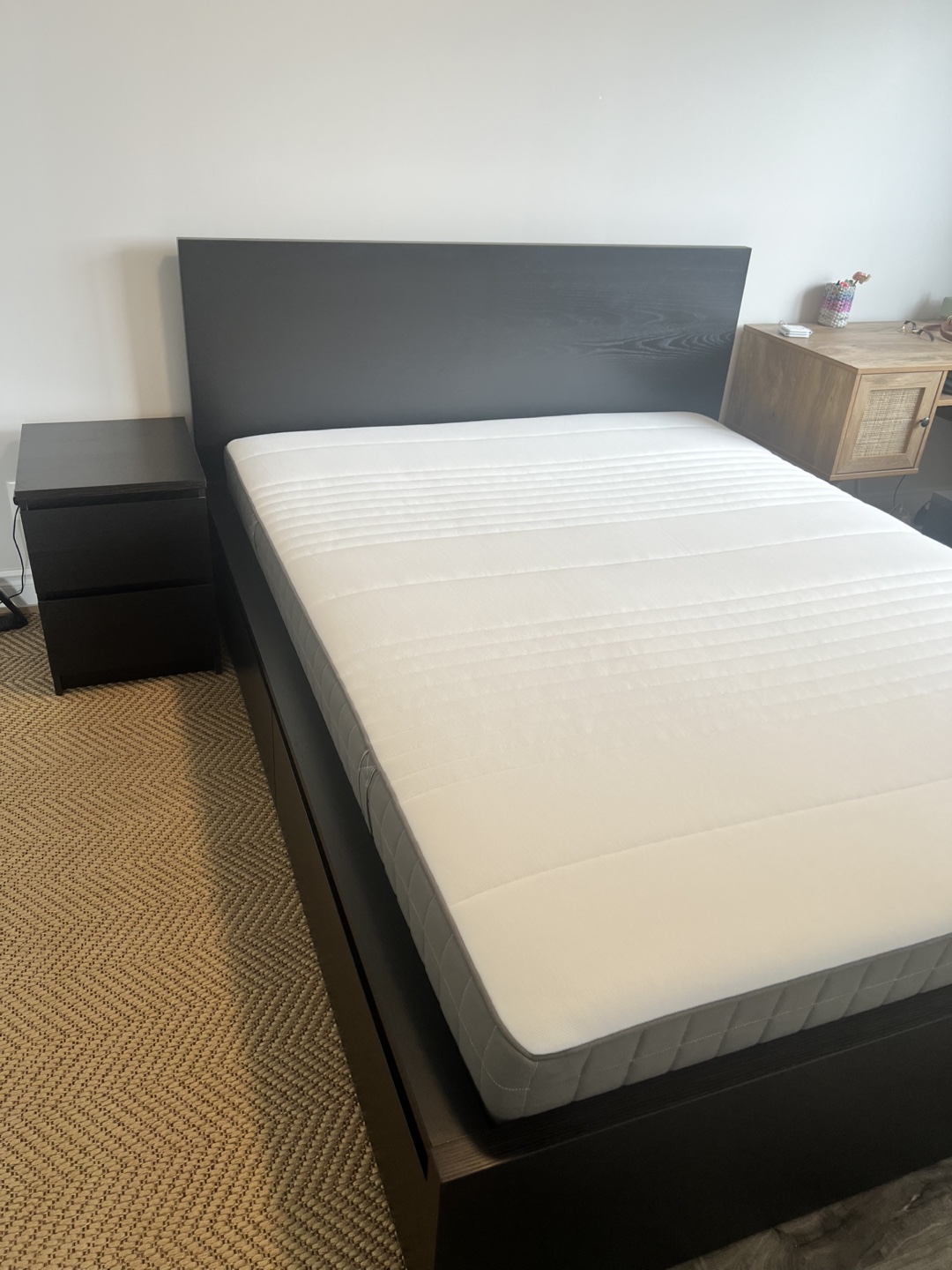 IKEA Bed Set (Queen Bed + Storage + Nightstands) + IKEA Mattress - photo 3