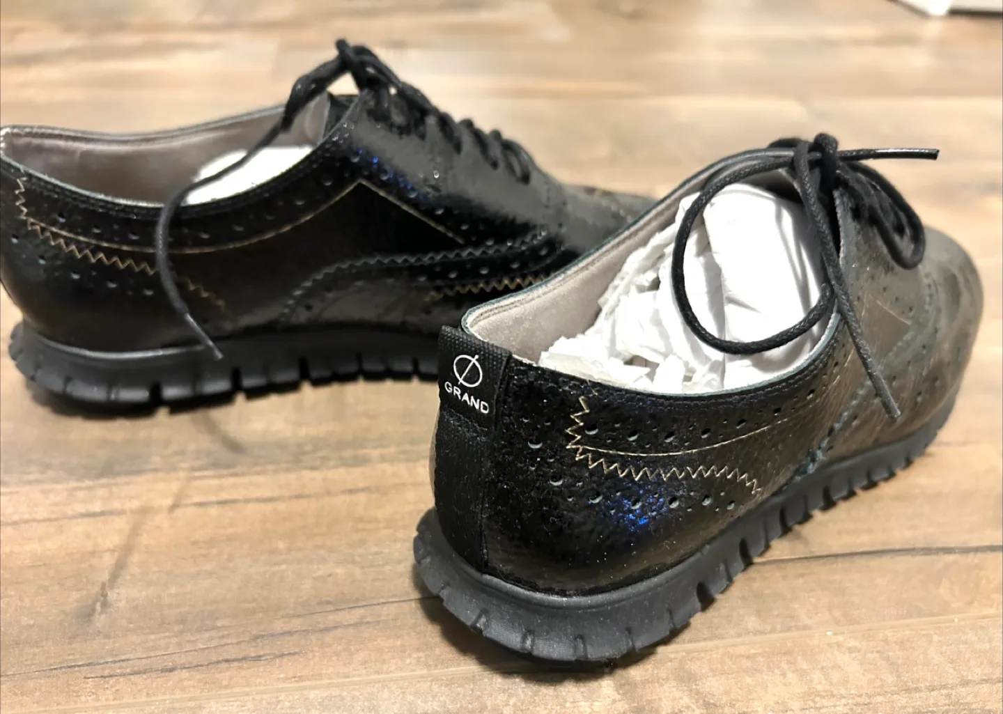 Cole Haan GrandOS Black Leather Wingtip Shoes image indicator(3)