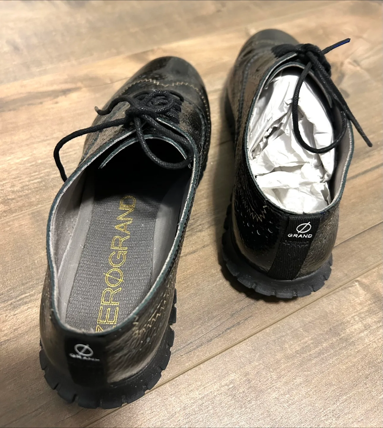 Cole Haan GrandOS Black Leather Wingtip Shoes image indicator(4)