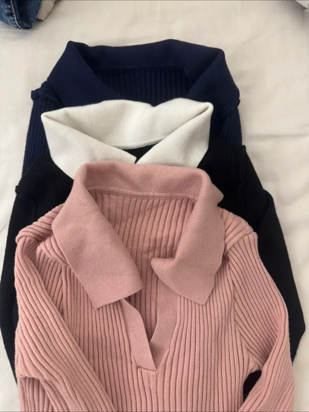 3 item Women's Ribbed Knit Collared Sweaters thumbnail