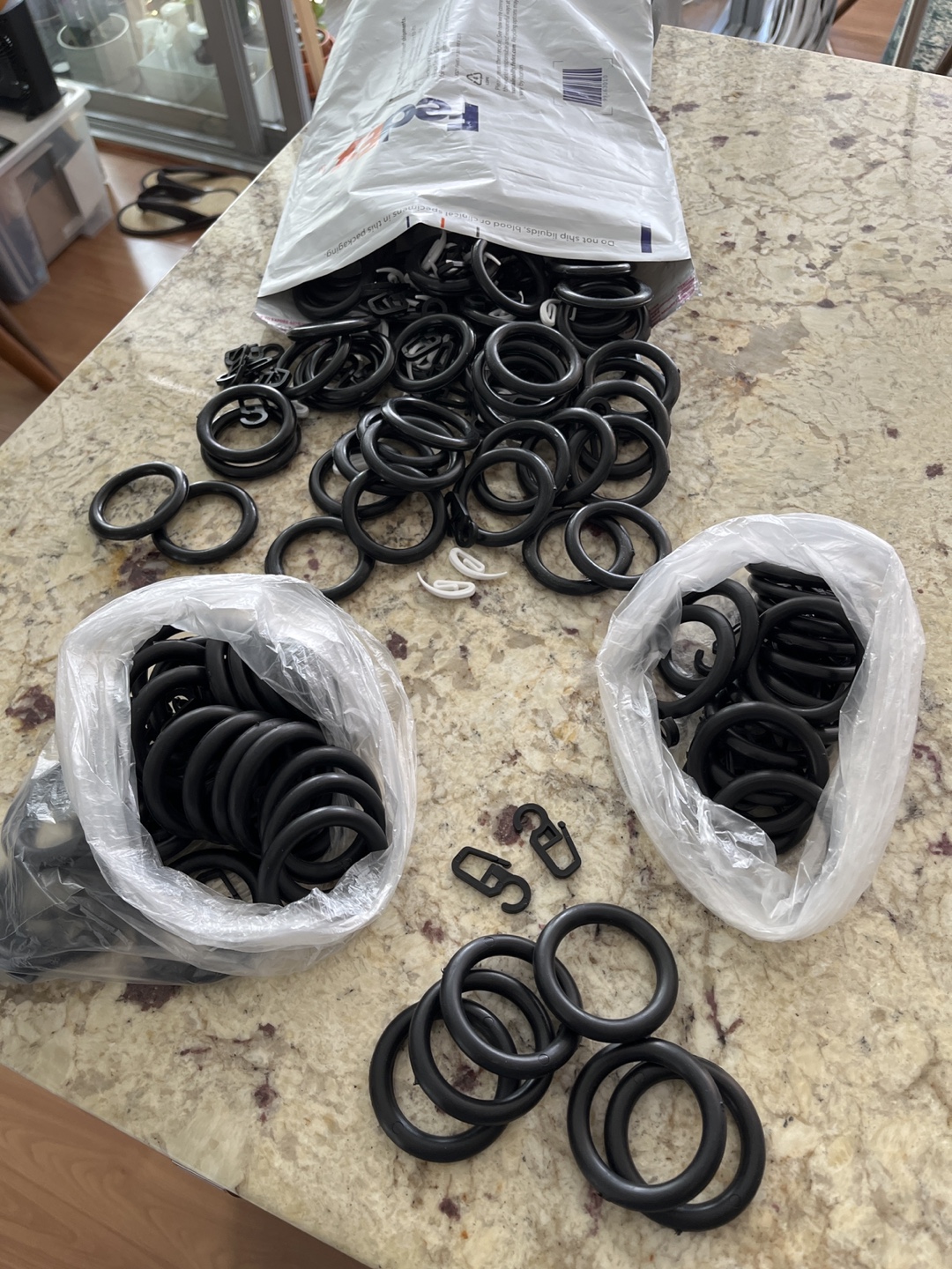 Black Curtain Rings with Clips