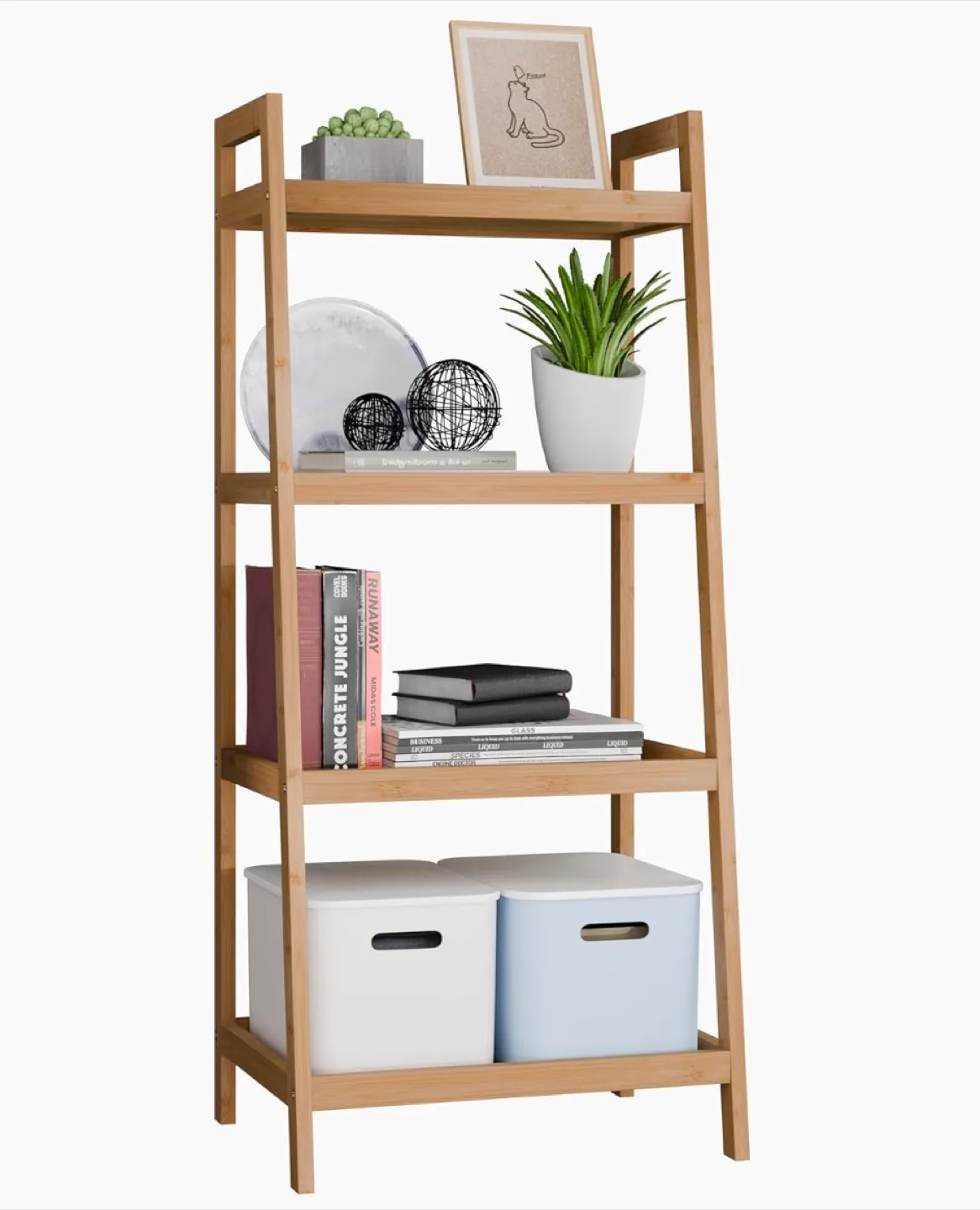 Bamboo 4-Tier Ladder Shelf - 39" Tall thumbnail
