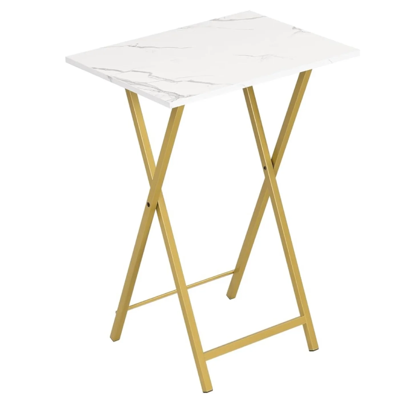 Folding Tray Table - White Marble & Gold thumbnail
